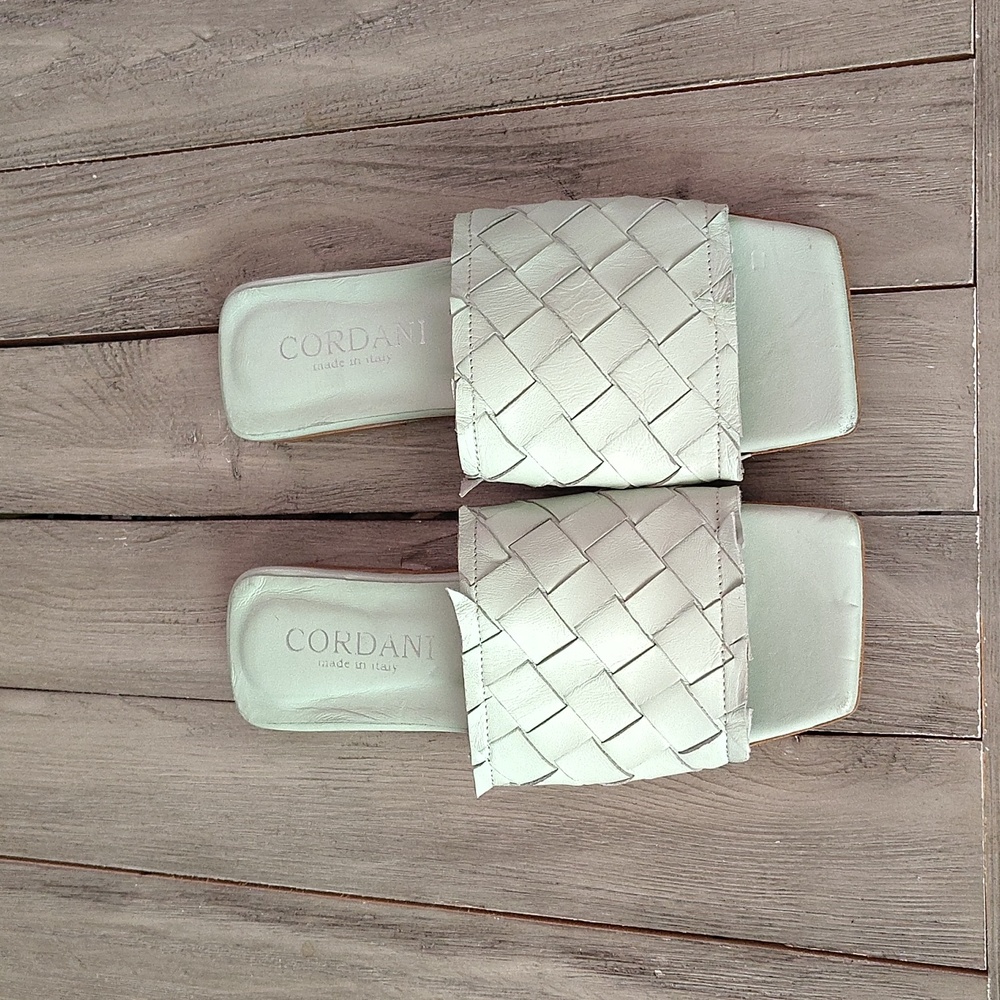 New Cordani Women's Woven Leather Squared Toe Sandals In Mint Size EU 36 $180